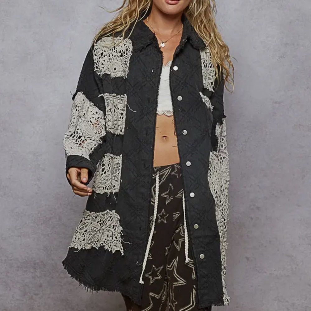 NEW Boho Girlie SALE: POL Black and Cream Patchwork Jacket 3/4 length